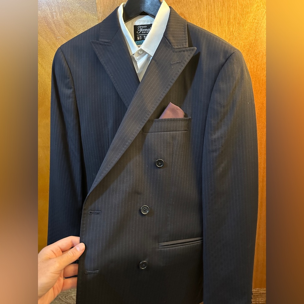 Michaels Navy 100% Wool Pinstripe Men's Blazer